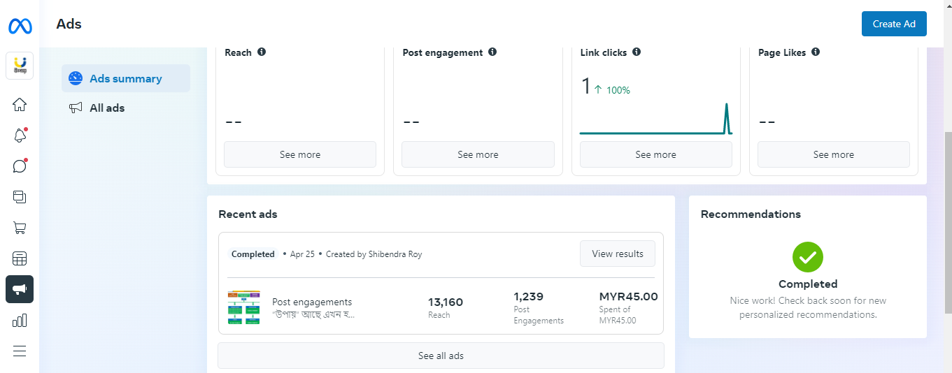 I will setup facebook business page and instagram page
