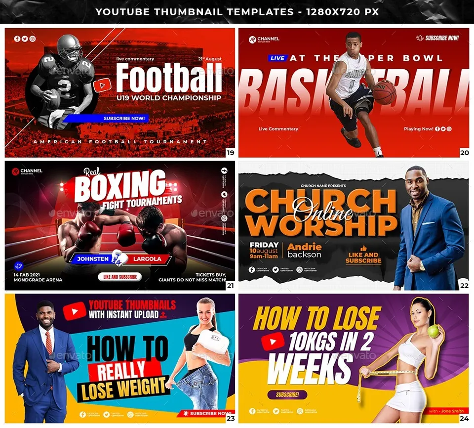 I will create 50 youtube templates editable photoshop