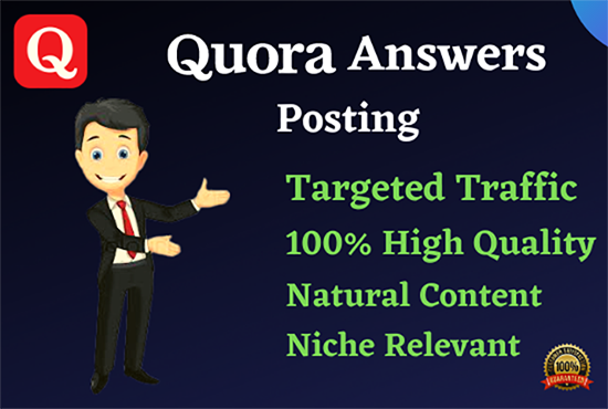 Guaranteed Targeted Traffic From your Website 20 High Quality Quora Answers Backlinks Service