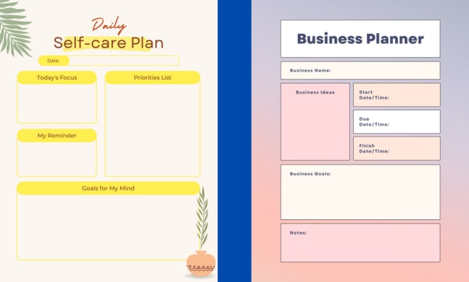 I will design daily, monthly, business planner, journal, calendar