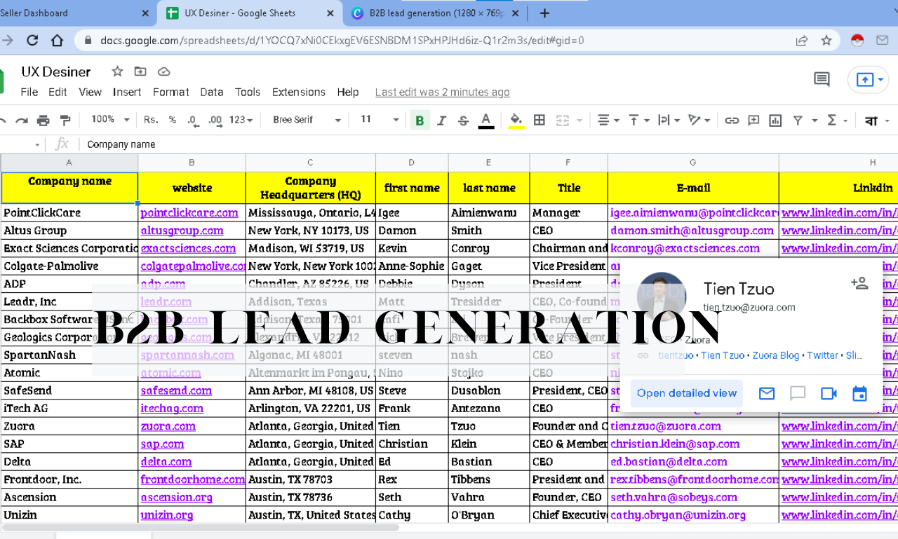 I will be your virtual assistant for B2b lead generation and data entry