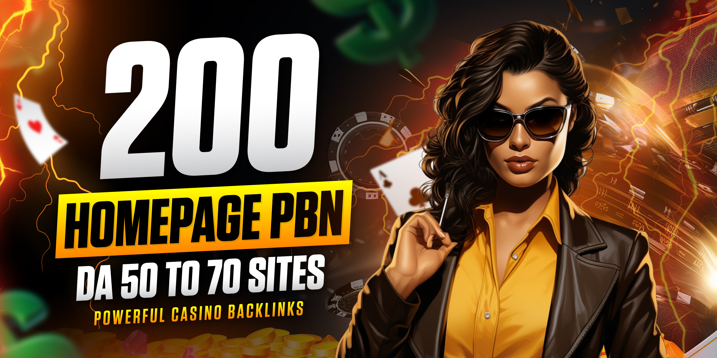 200 Gambling, Betting sites Homepage PBN backlinks DA 50+ All Domains