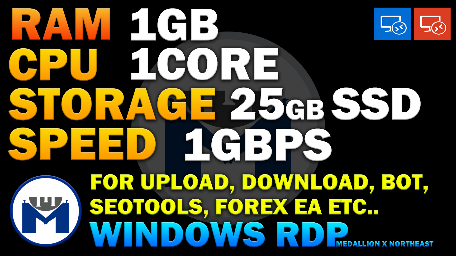 Windows RDP VPS server for bot, forex, torrent, etc..High Speed Low Latency Large Cheap 