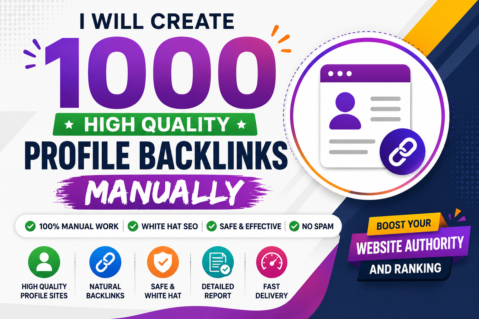 I will create 1000 high quality profile backlinks manually