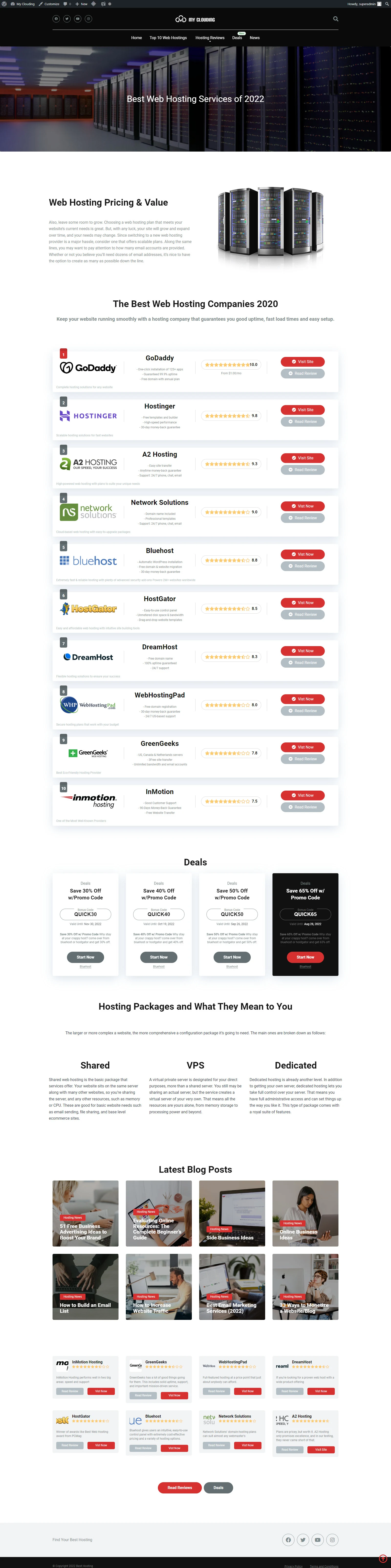Hosting affiliate website for passive income