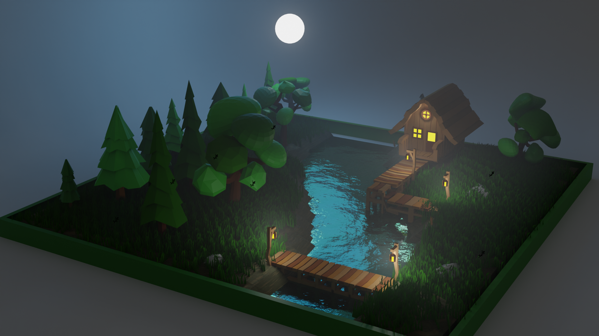 Create 3d model low or high poly with blender