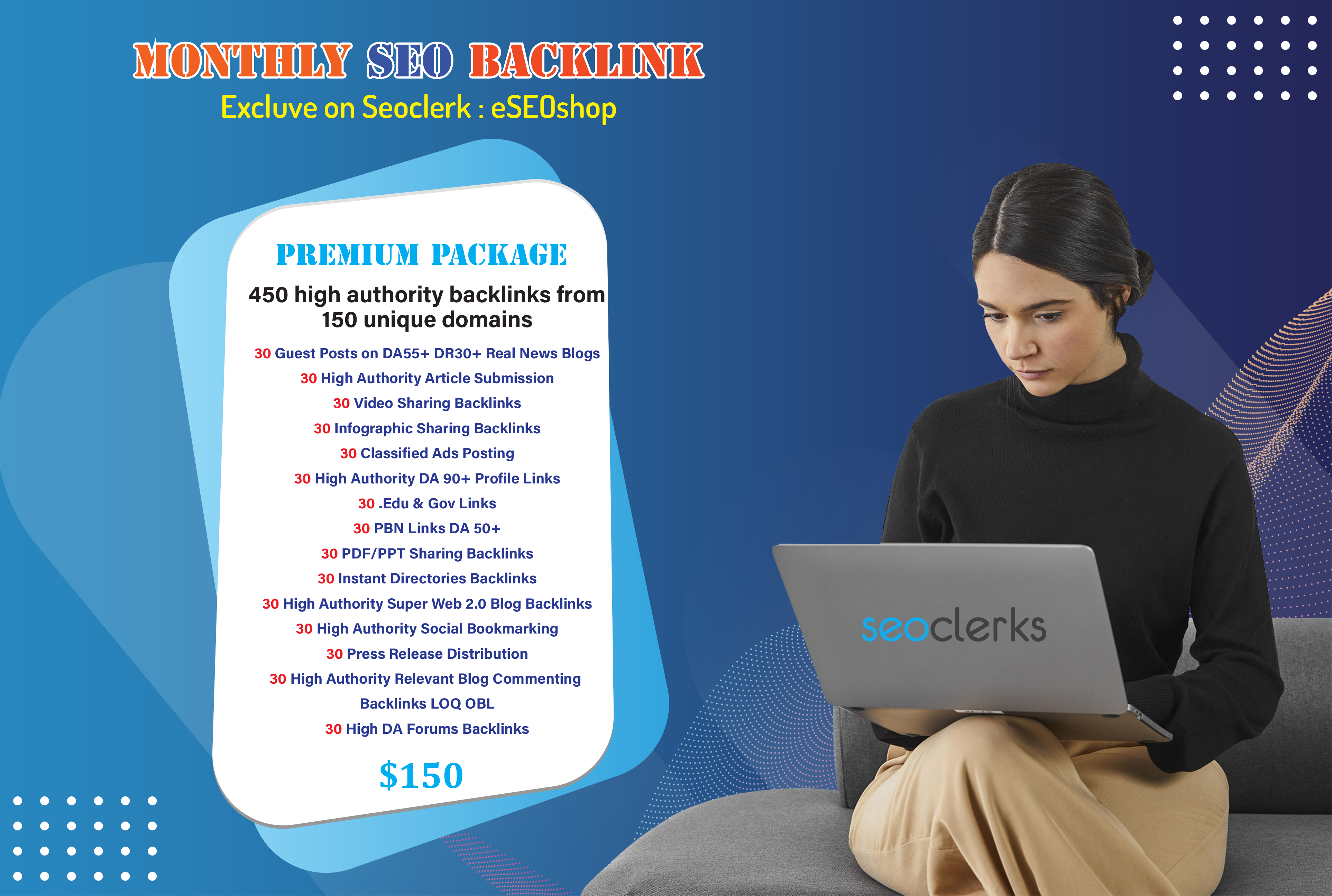 I will do complete monthly SEO service with quality backlinks for high google ranking