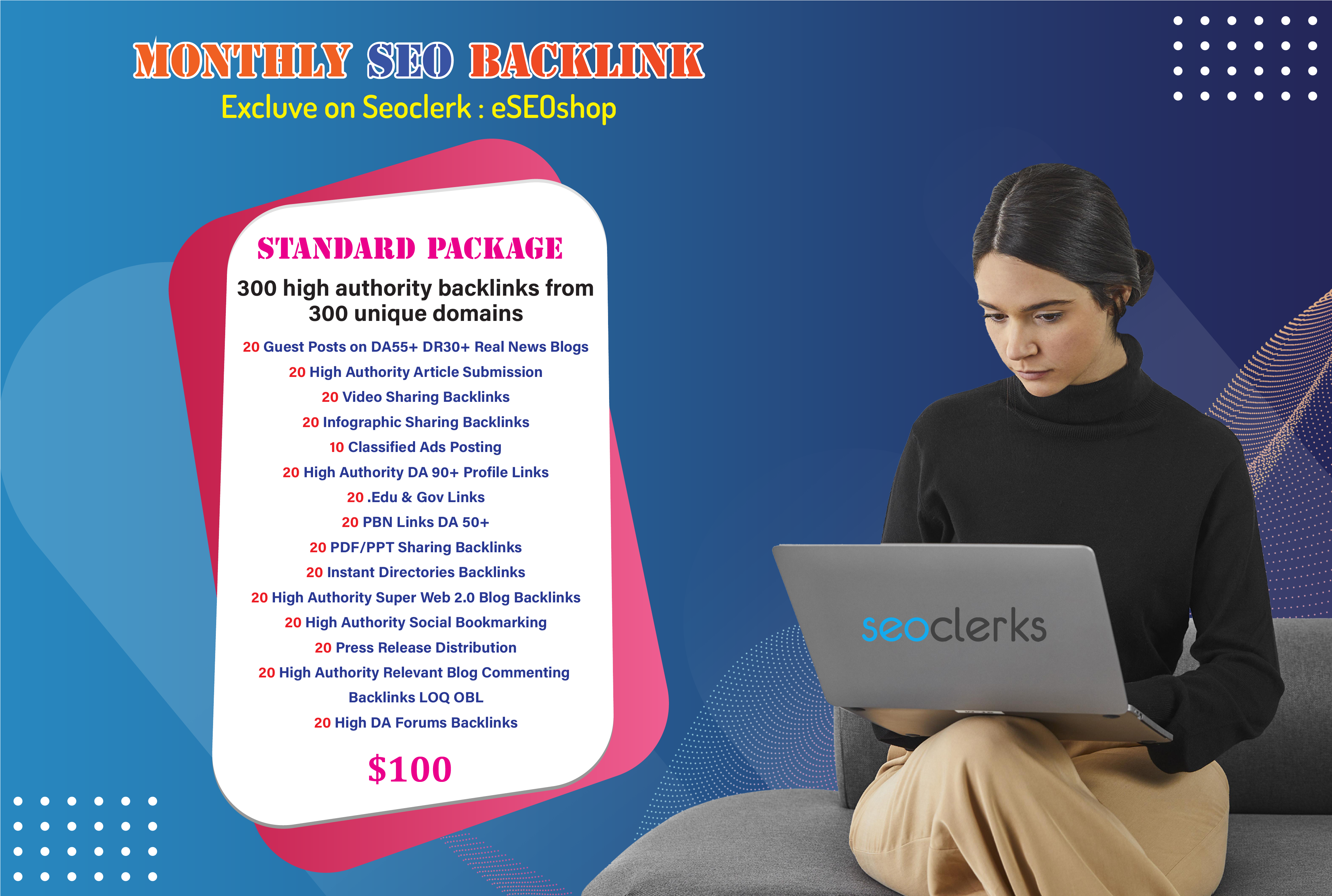 I will do complete monthly SEO service with quality backlinks for high google ranking
