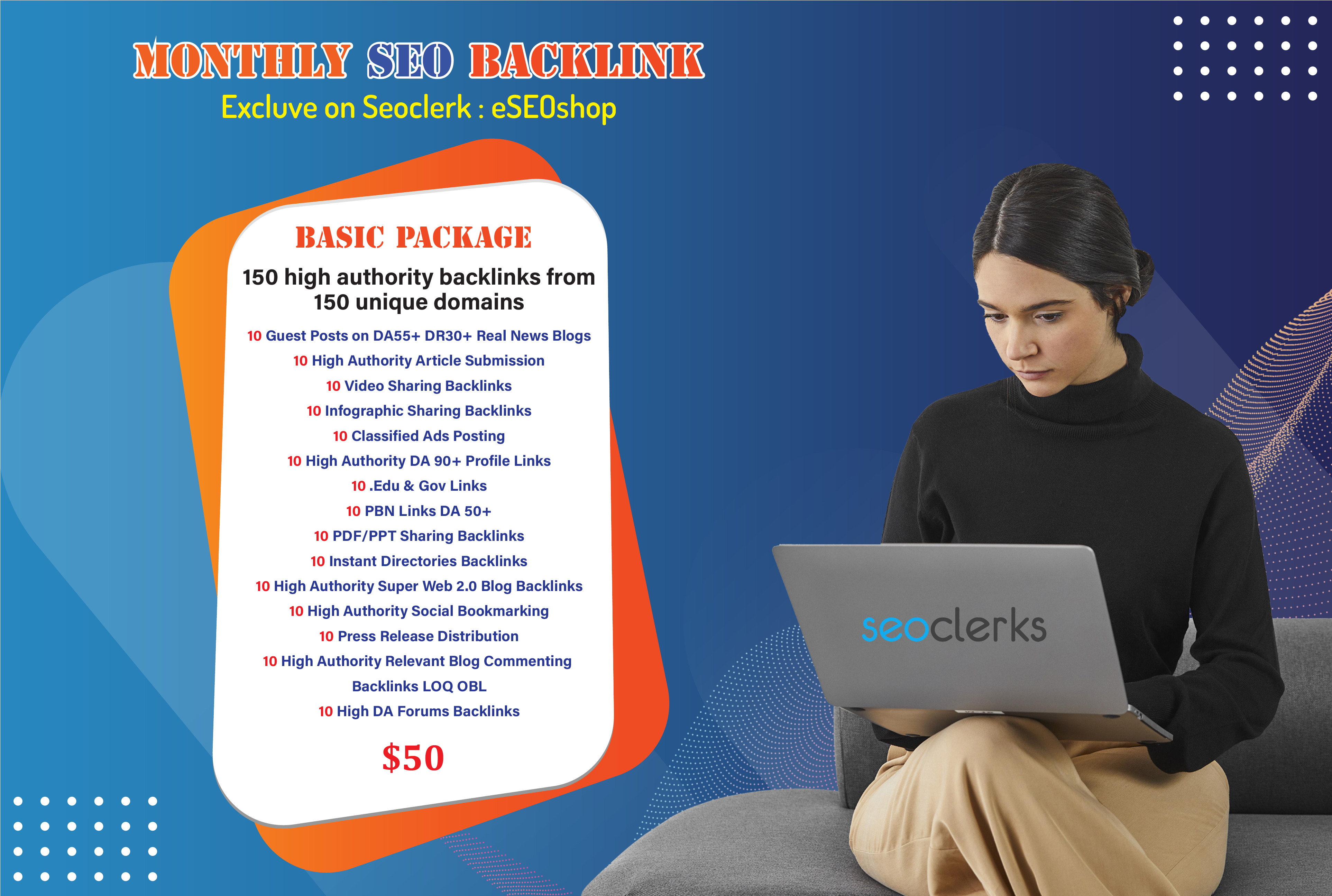 I will do complete monthly SEO service with quality backlinks for high google ranking