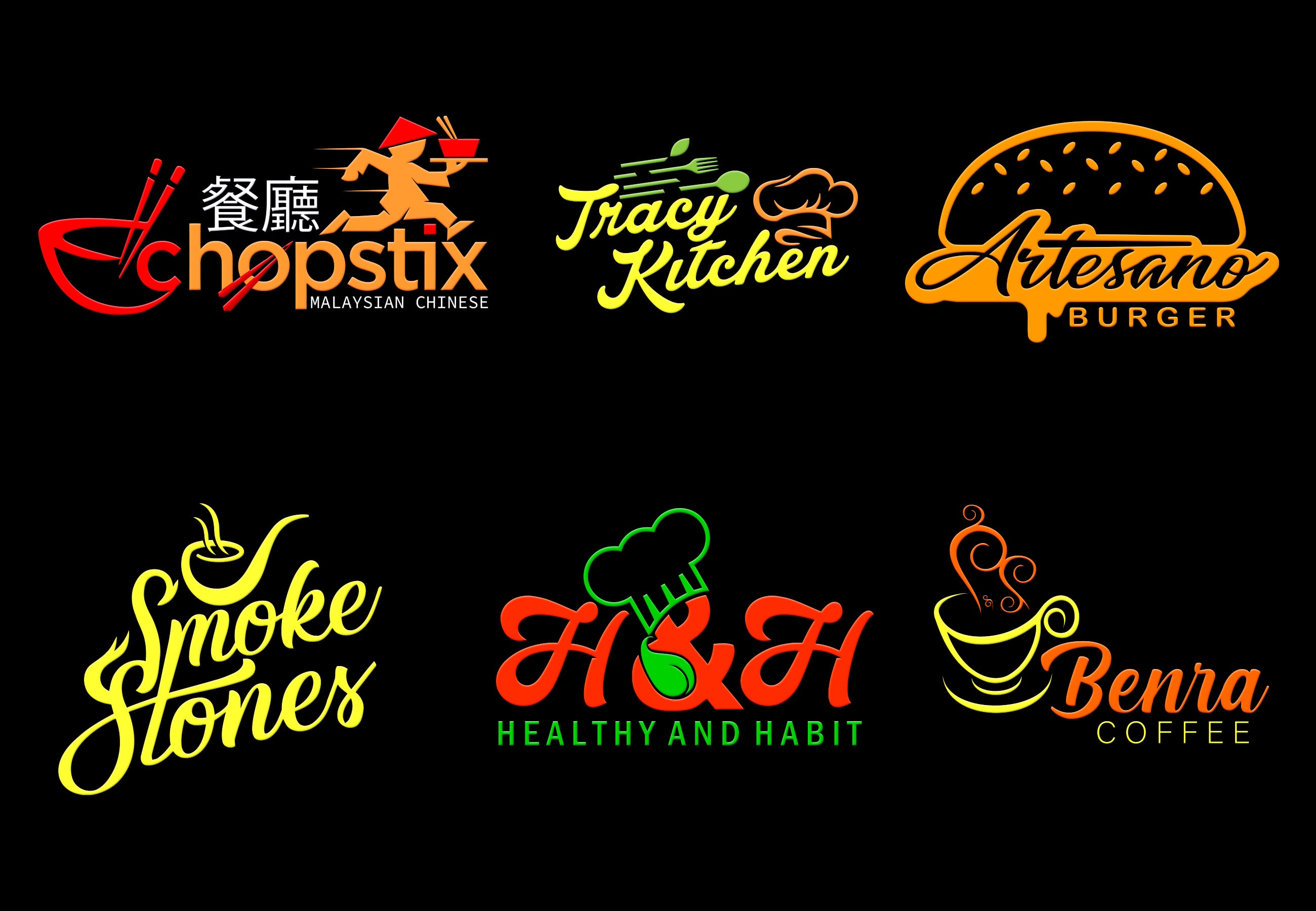 I will do BBQ, grill, food, drink, coffee, chinese, bakery, cafe, and restaurant logo