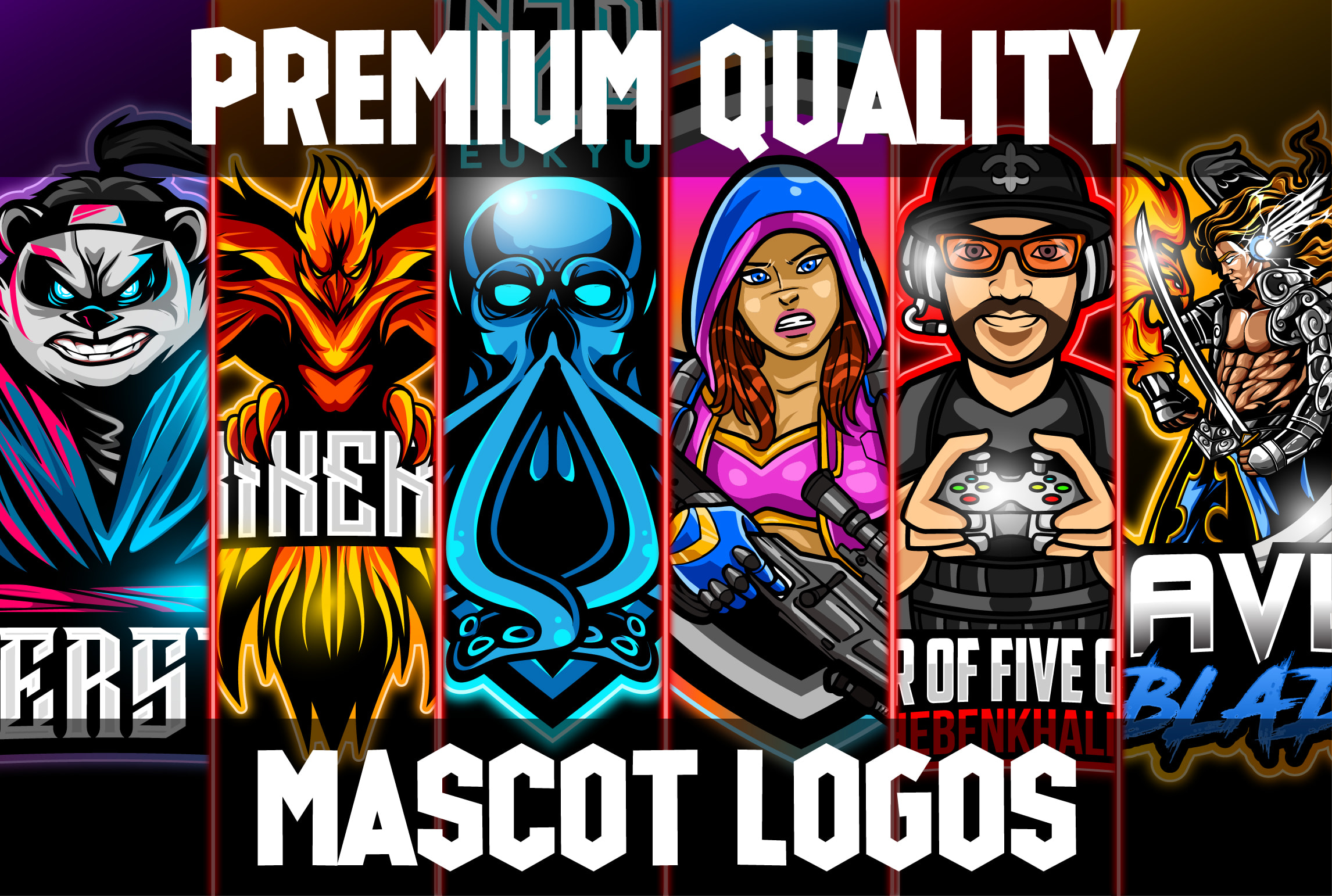 I will design gaming mascot logo for twitch, esport team, youtube