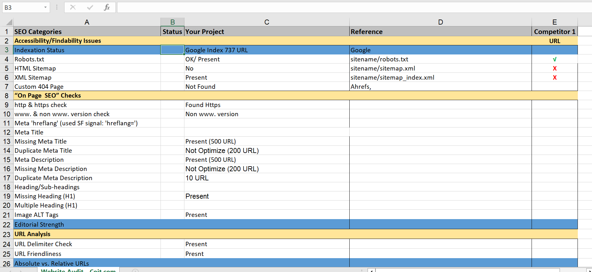 I will do SEO Audit and competitor analysis for your website