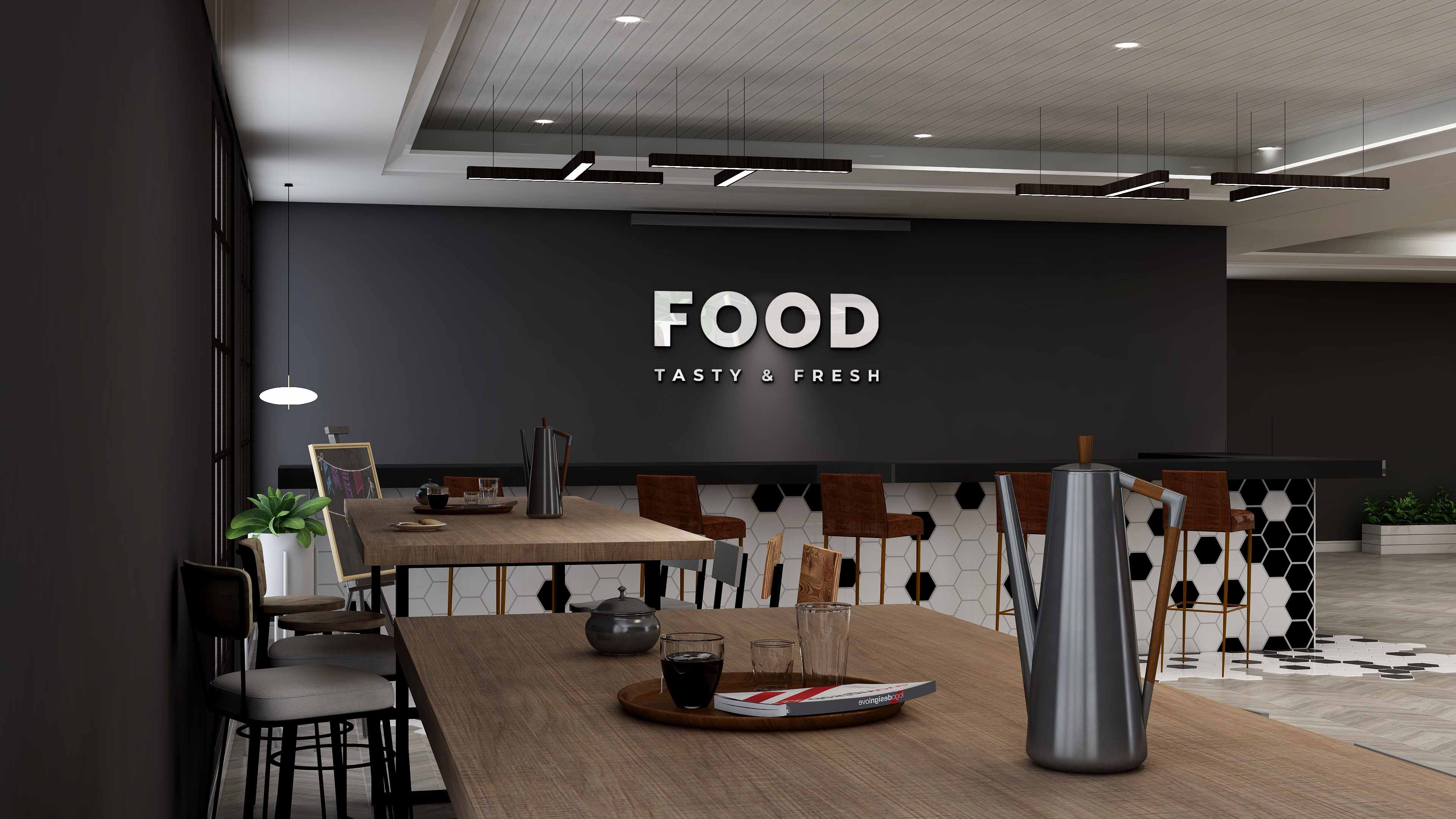 I will put your logo on 99+ Restaurant & Coffee Shop Signage Mockup