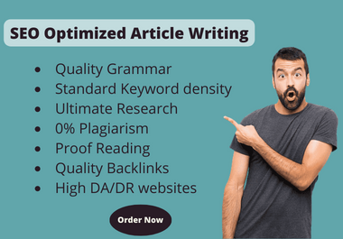 I will write a 1000 words fully optimized Article and...