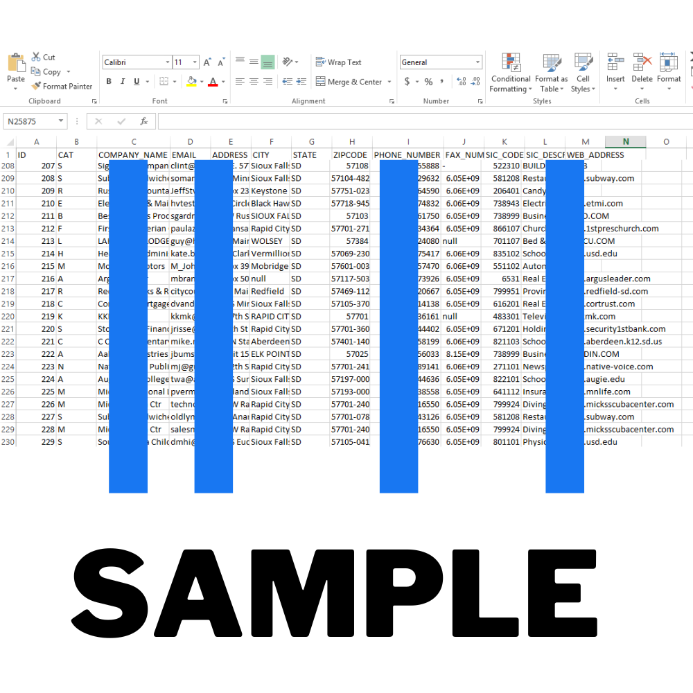 USA, South Dakota State Business Email Database, 25000+ Email lists
