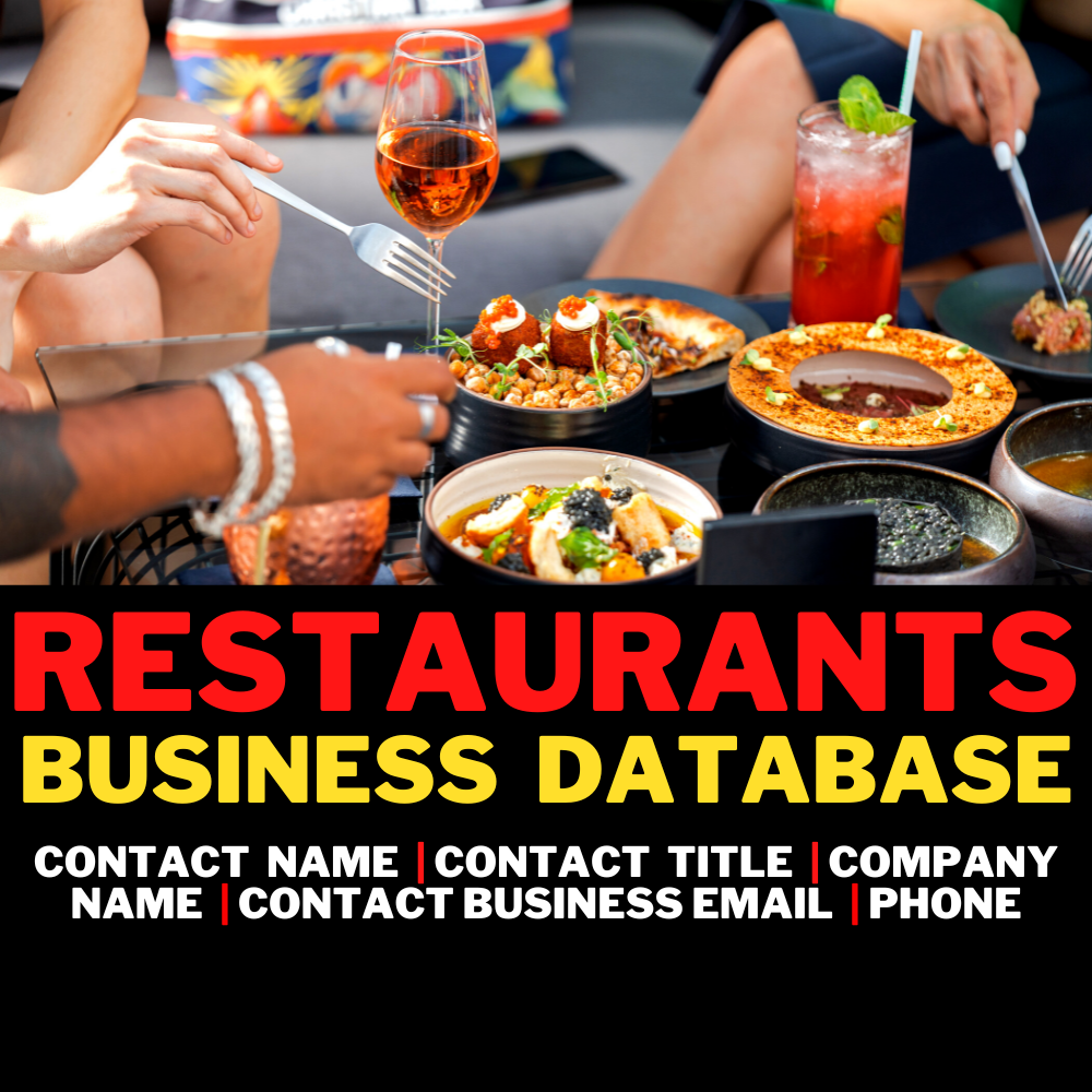 Restaurants Business Database, B2B Email Database, +4000 Email List - Fast Delivery