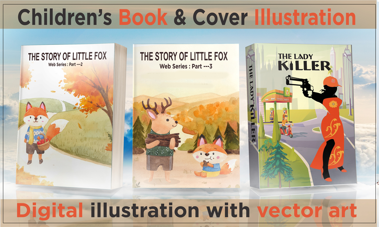 I will draw children book illustration or children book illustrator and cover
