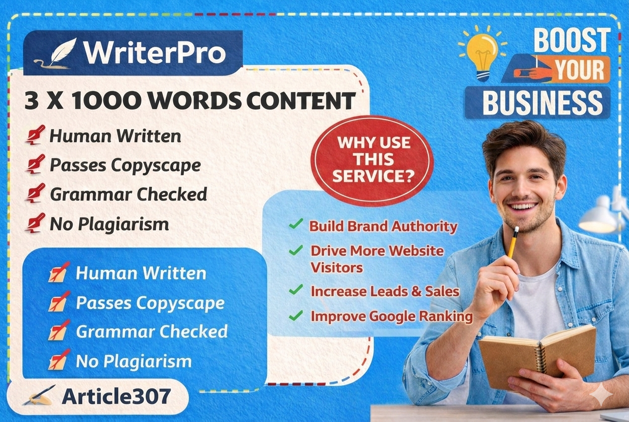I will write 3000 words SEO article and content writing on any topic 