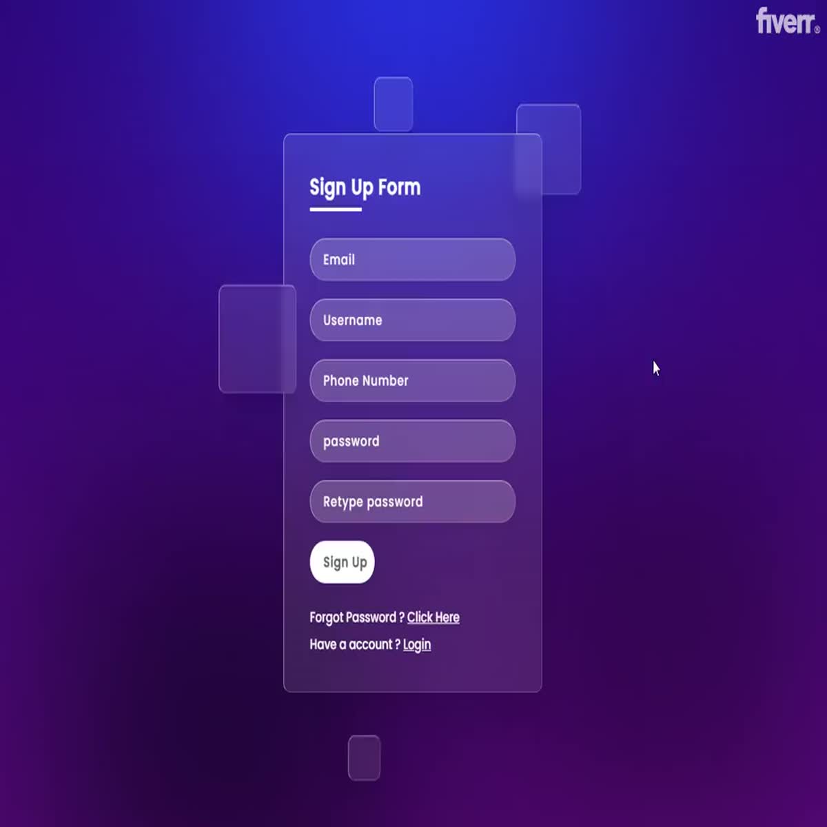 I will create responsive glassmorphism login and signup form