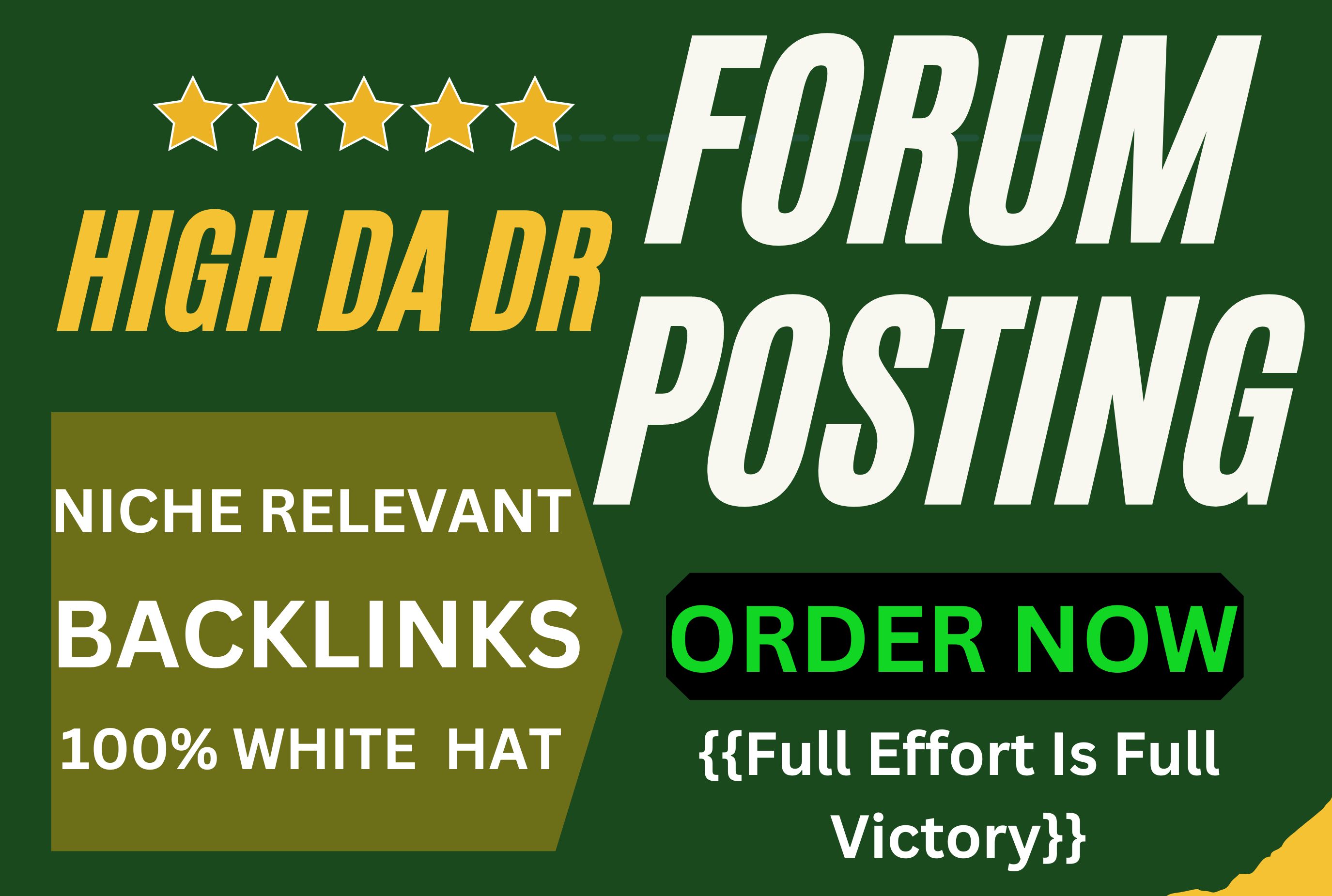 65 Forum Posting Backlinks DA 50+ manually 