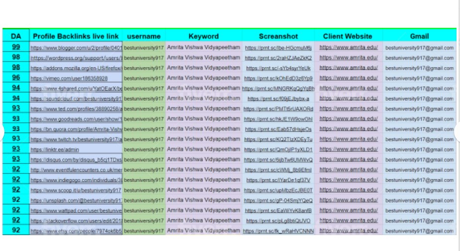 I will create 250 SEO profile backlinks from up to High quality DA 80+ site