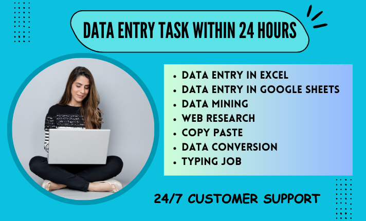Data entry, data mining, web research, pdf to word, excel, copy paste & manual typing