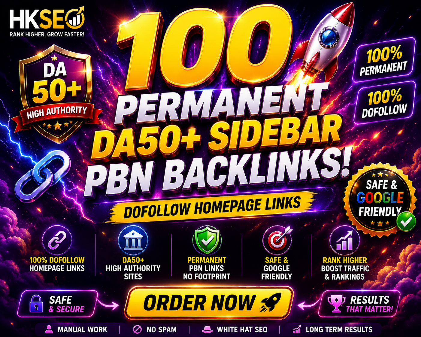 100 Permanent DA50+ Sidebar PBN Backlinks | Dofollow Homepage Links &ndash; Safe & Google Friendly