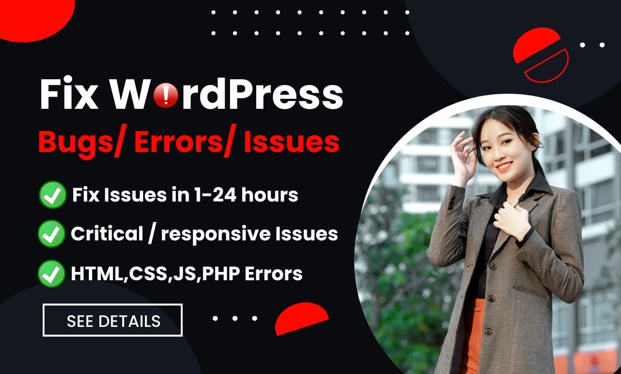 I will fix WordPress errors, Elementor bugs, and Woo-Commerce issues