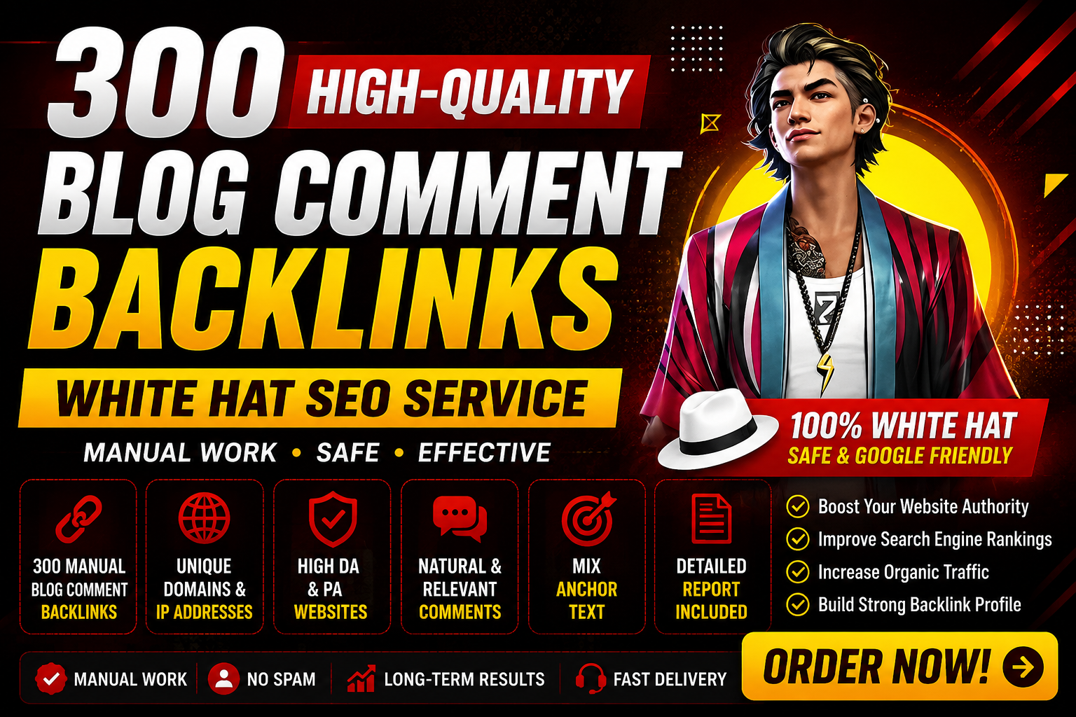 I Will Build 300 High-Quality White Hat Bl0g Comment Backlinks for SEO