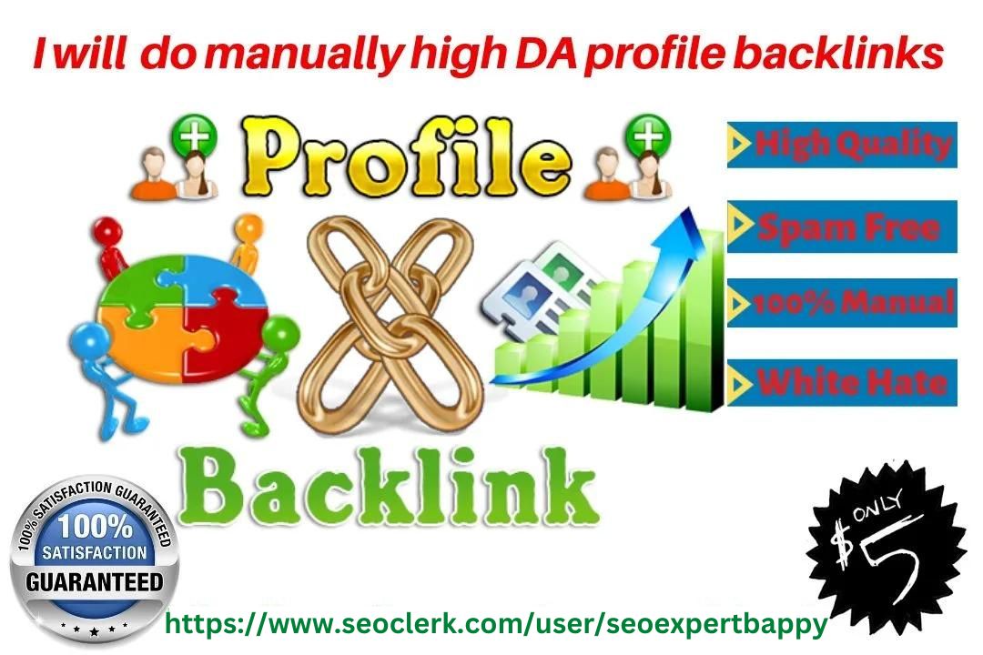 I will provide 500 plus high authority profile backlinks manually