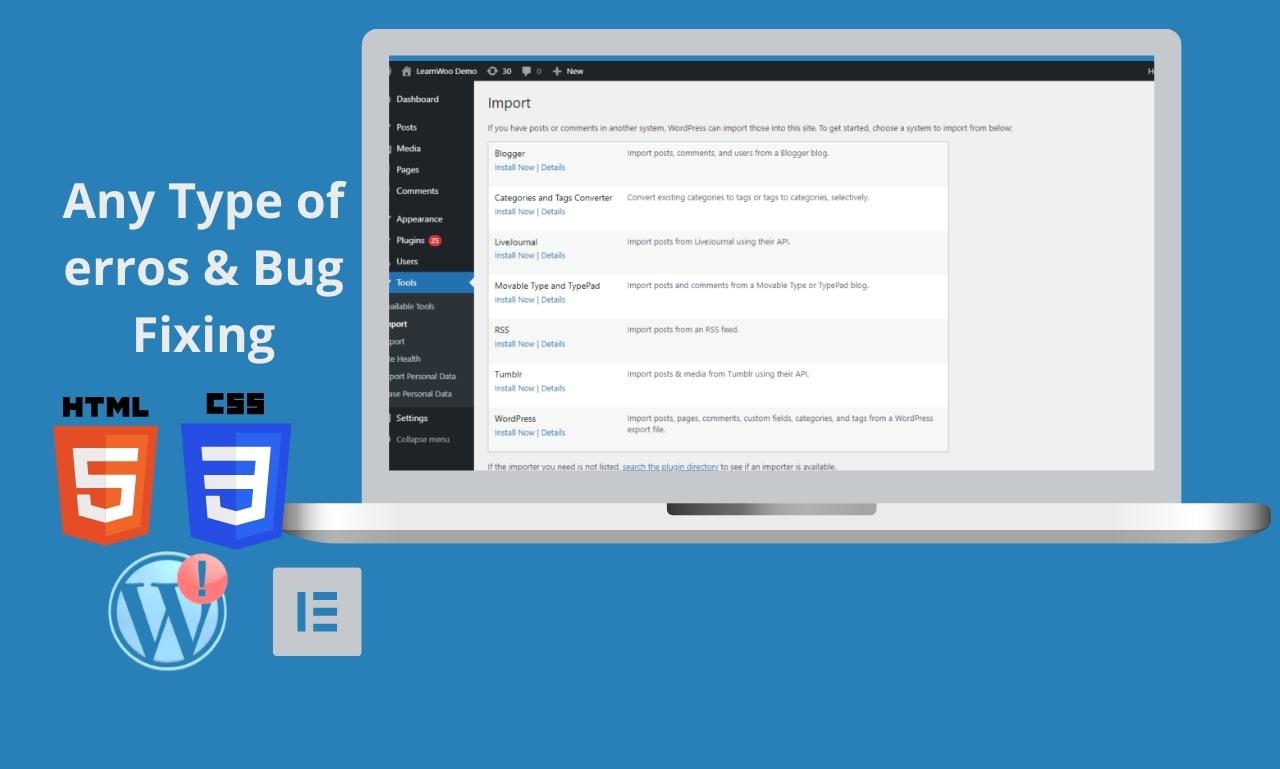 I will fix any kinds of wordPress bugs, issues & errors