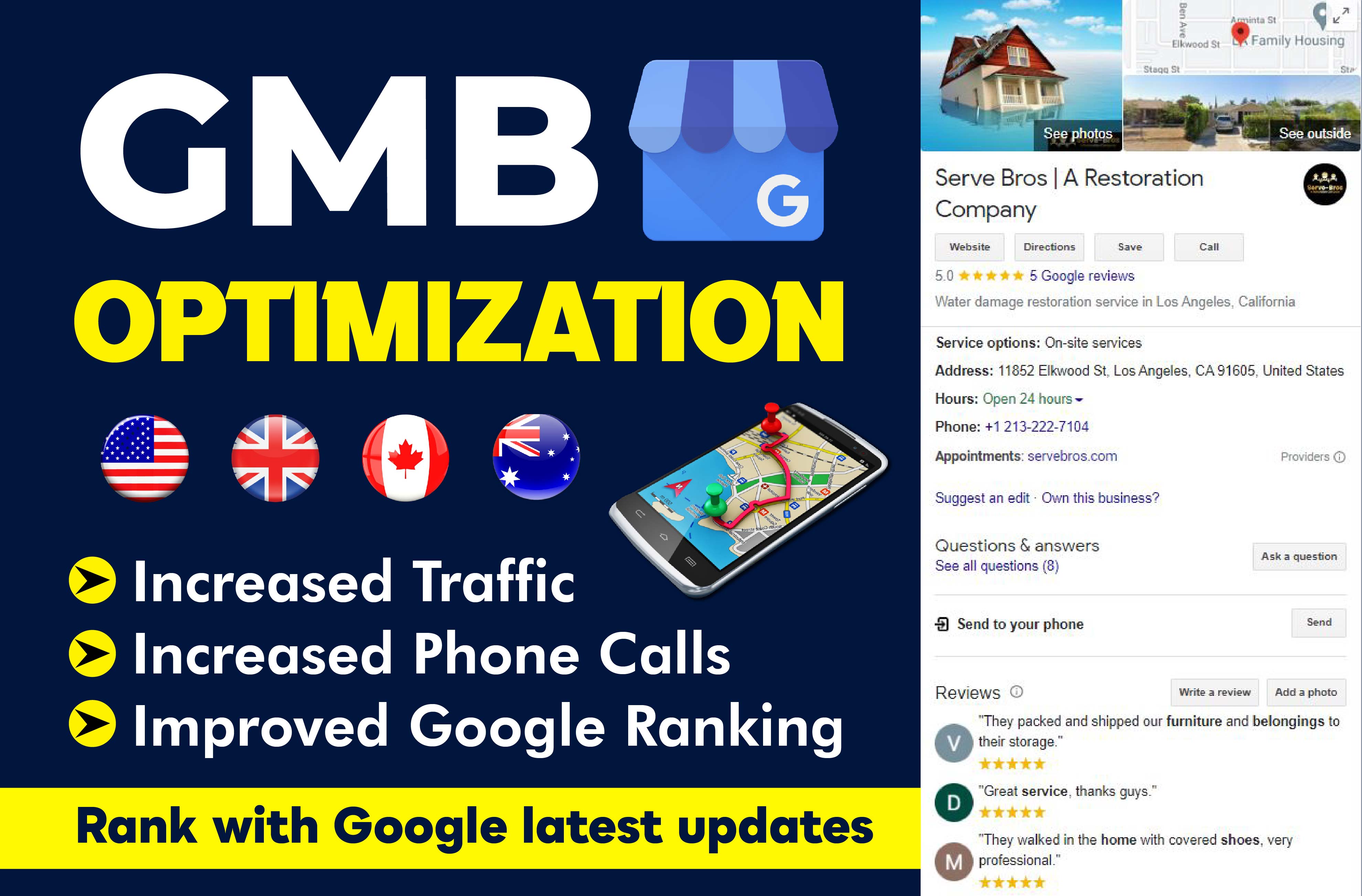 I will optimize google my business listing for local SEO top gmb ranking