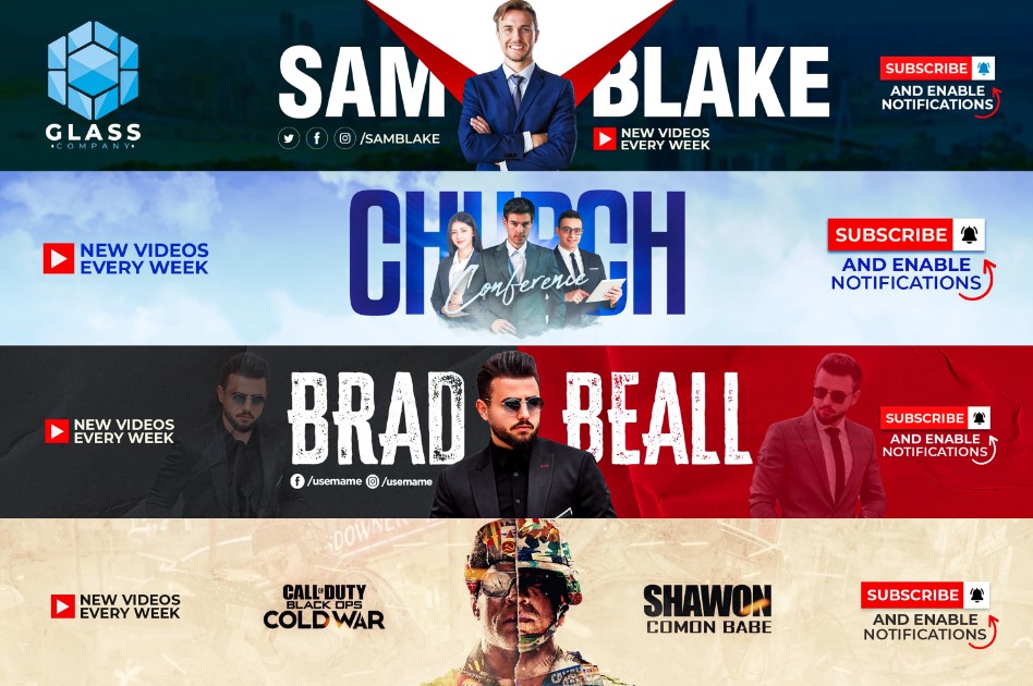 1 Social Media cover or banner Youtube banner, Facebo...