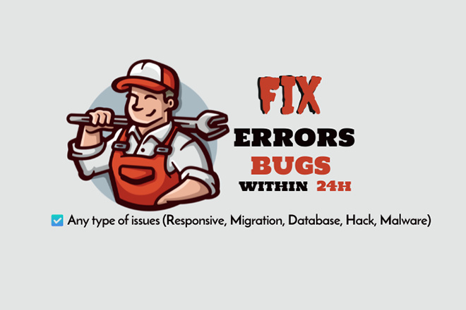 Quickly fix wordpress errors, bugs, issues within 24hrs