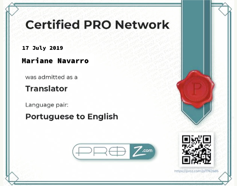 Translator Certified Portuguese, English, Spanish, French for 25