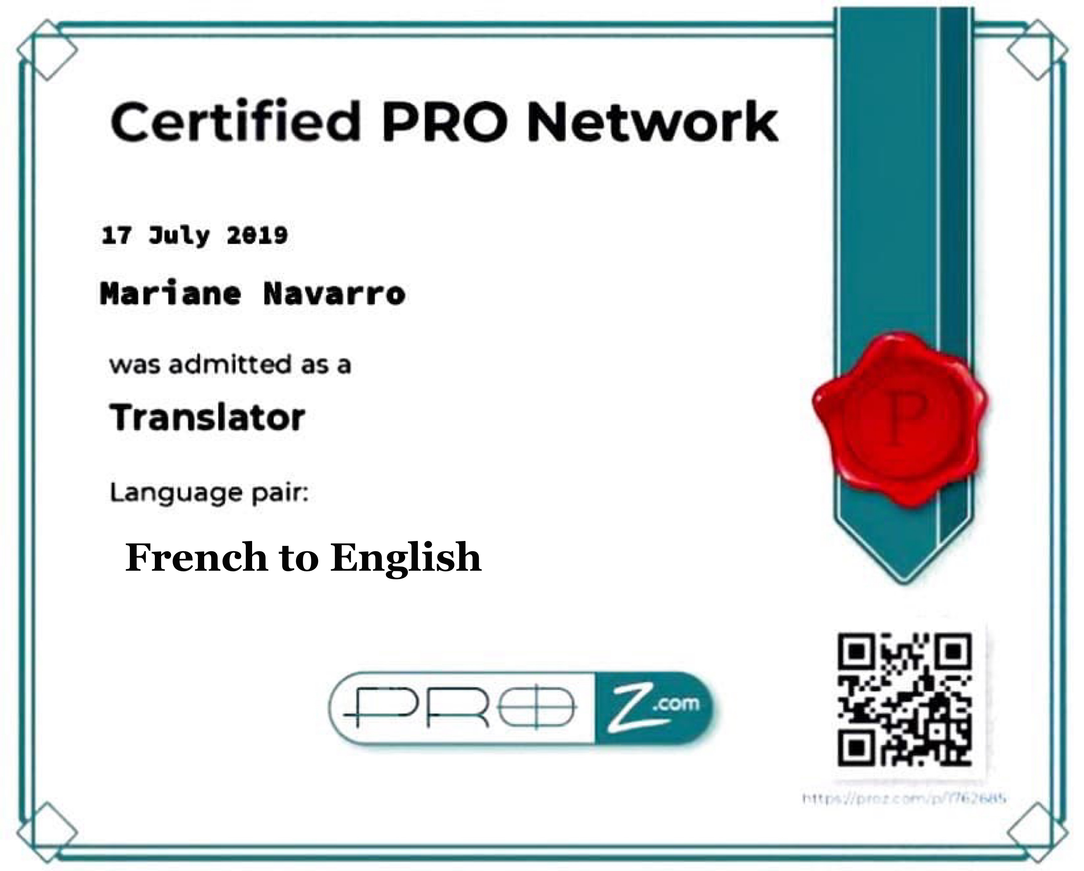 Translator Certified Portuguese, English, Spanish, French 