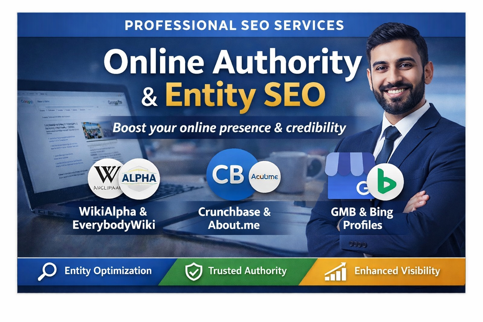 You will get online authority and entity SEO for credible search presence