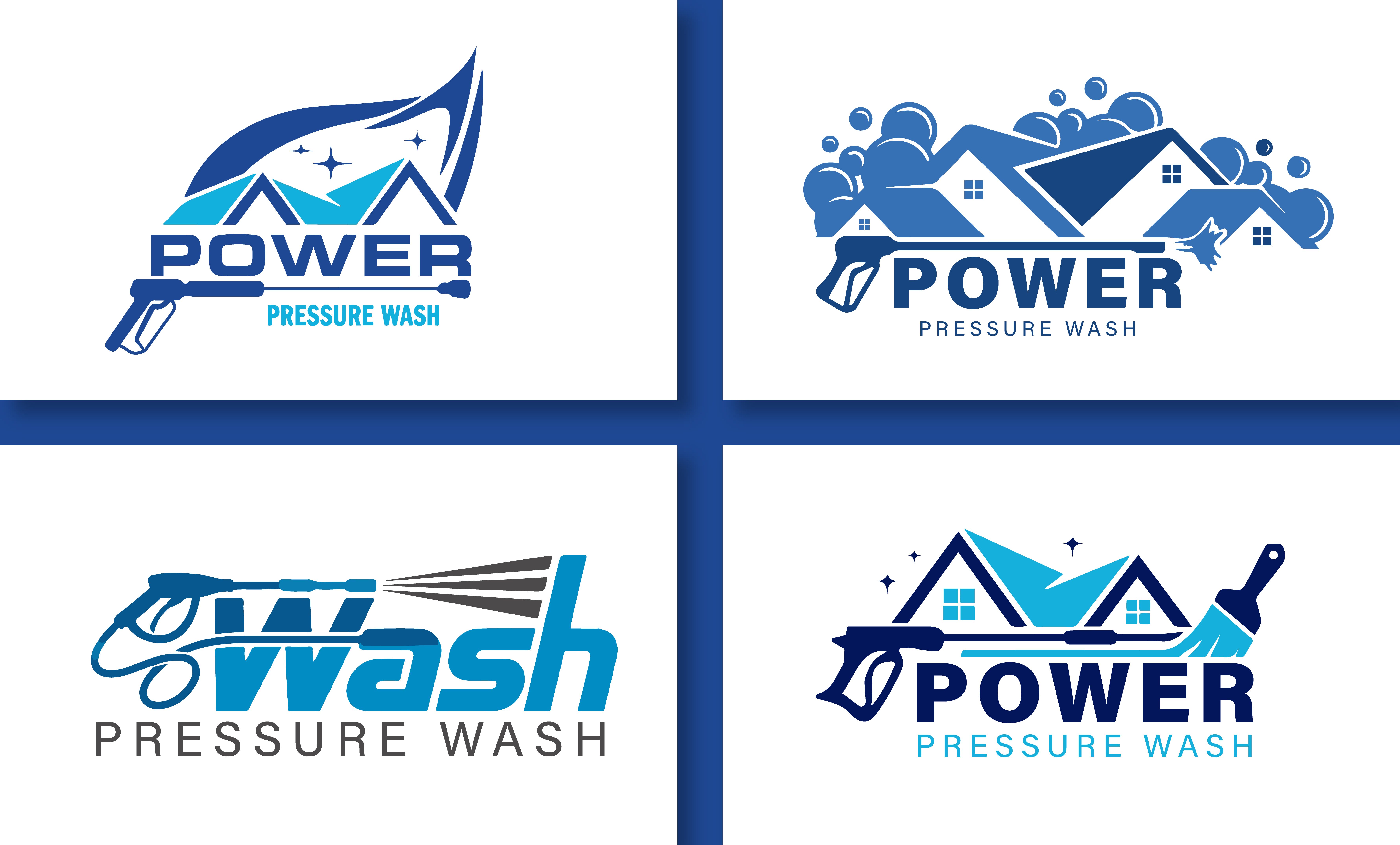 I will design pressure washing cleaning service power washing logo for you