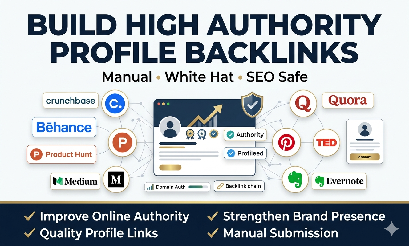 I will create 35 manual high authority profile backlinks for SEO
