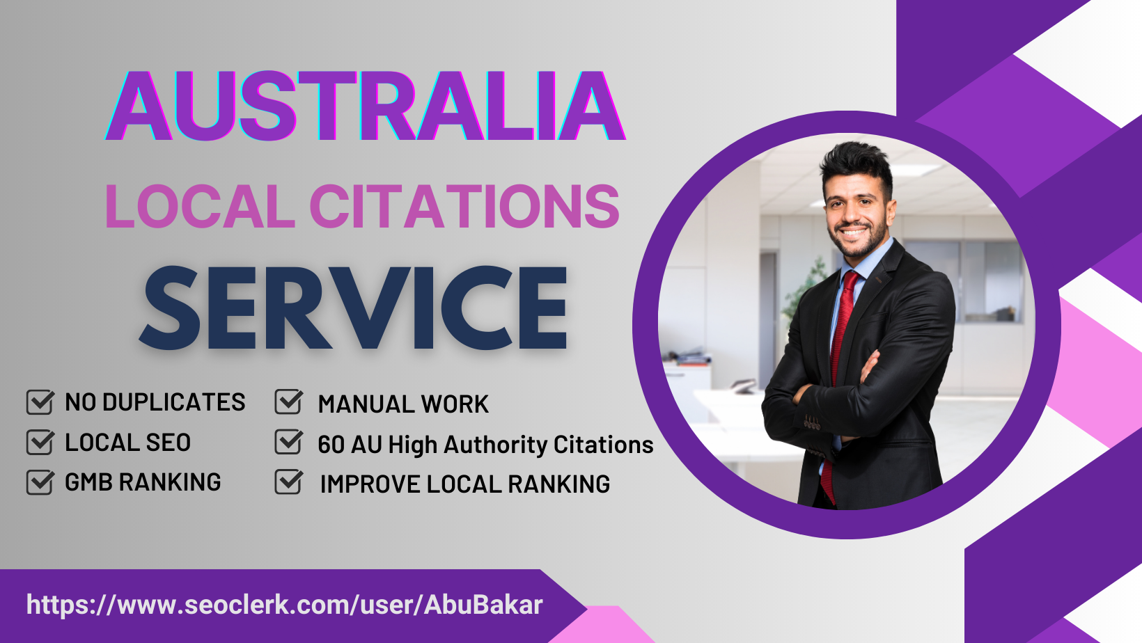I will create 60 high Authority Australian Business Listings for local SEO
