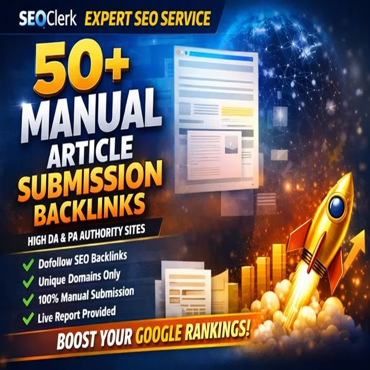I Will Do 50 Manual Article Submission Backlinks on H...