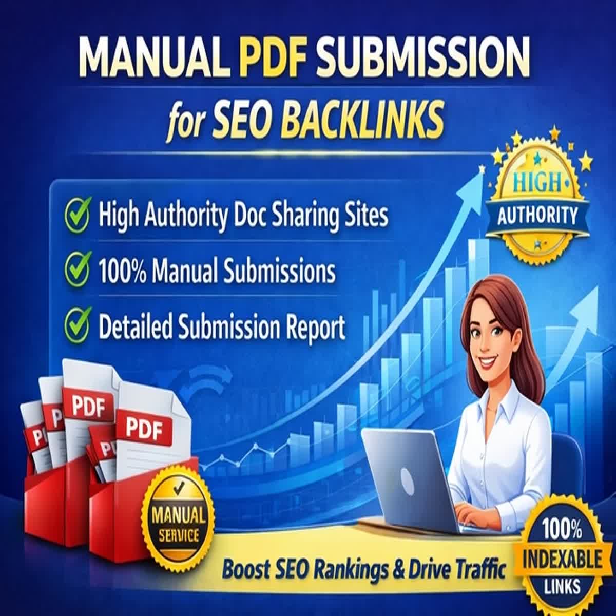 I will manually submit your PDF to high authority doc sharing sites for powerful SEO backlinks