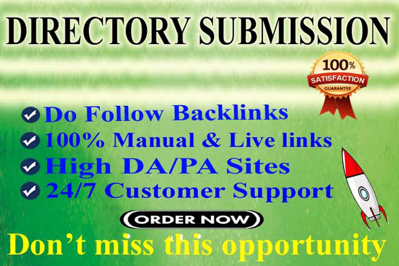  Approval 100 Directory High Quality Backlinks & Website Ranking