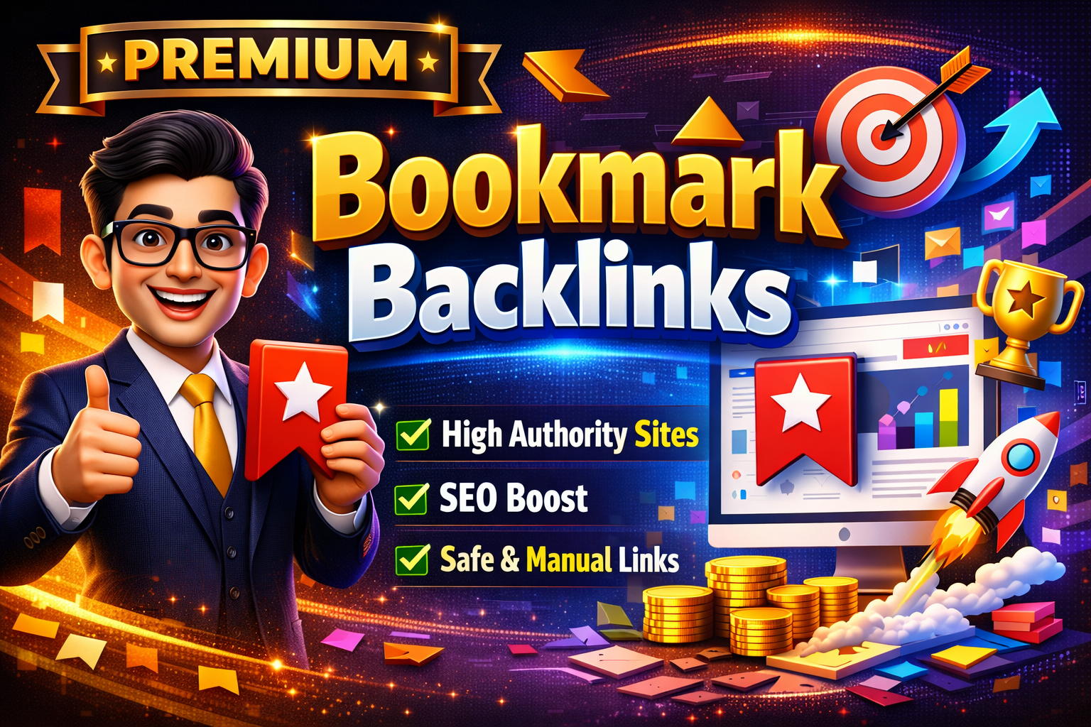 400 Dofollow Bookmark Backlinks DA70+ High Authority SEO Manual Google Safe