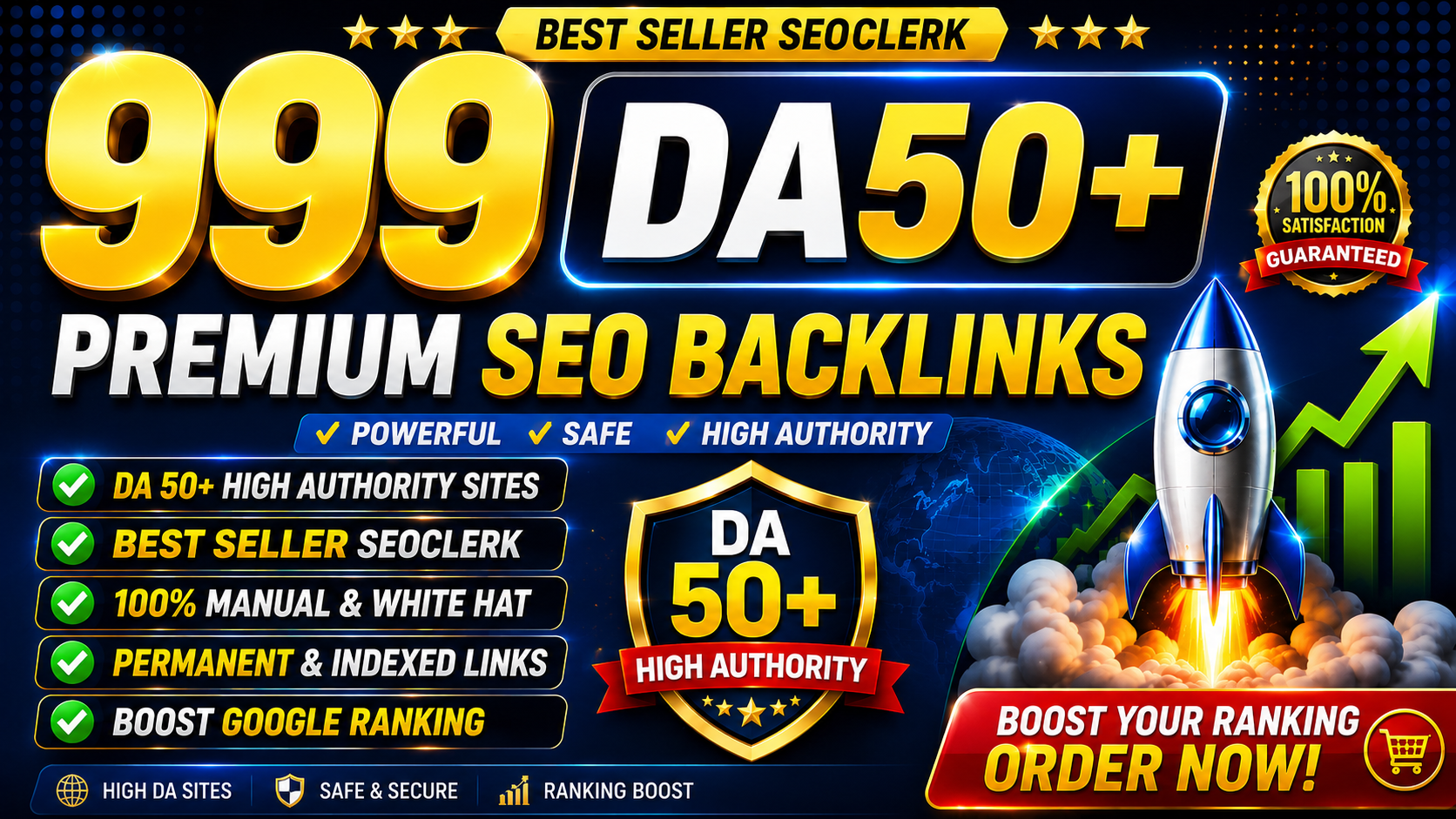 Get Powerful 999 DA50+ High-Quality Dofollow SEO Backlinks