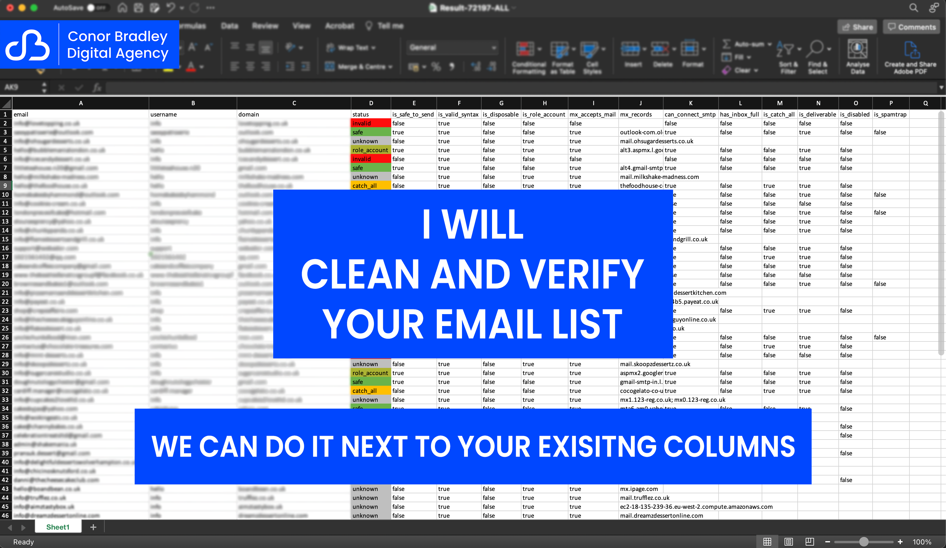 I will clean and verify your email list