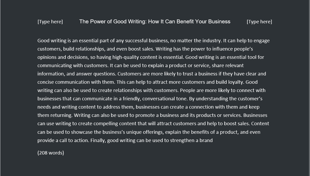 Plagiarism free. Genuine unique writing for all your needs