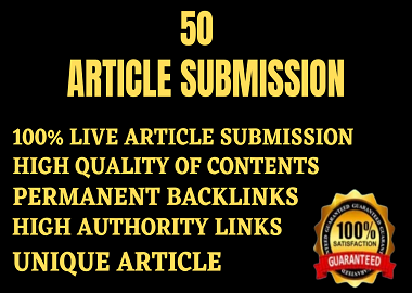 I will create 70 article submission on HQ websites