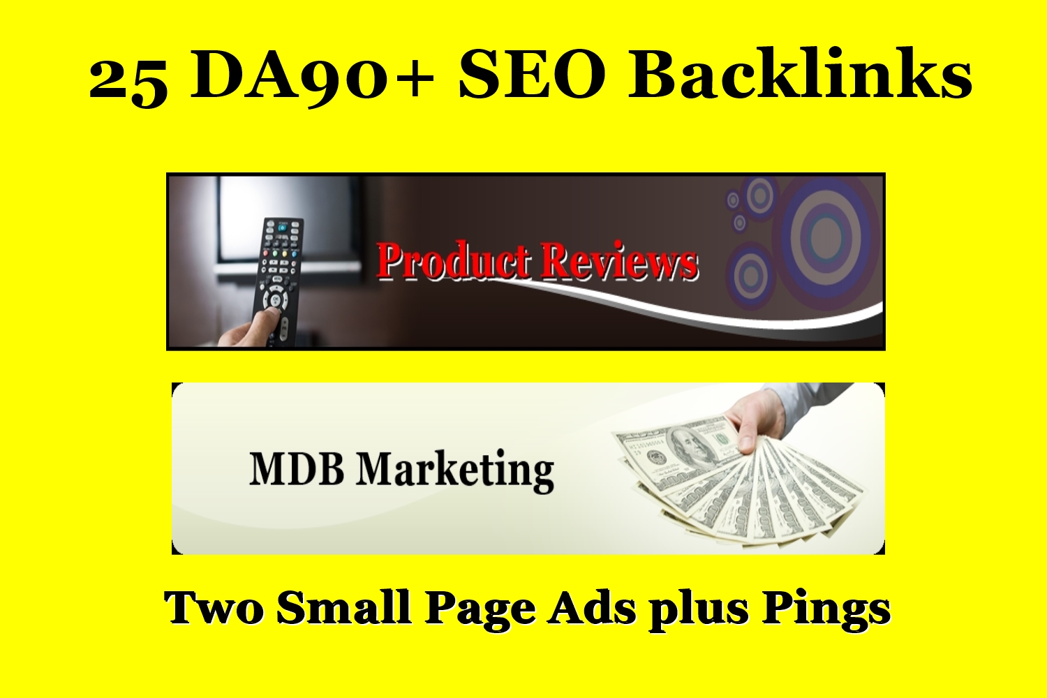 25 Quality DA90 Backlinks and Two Page Ads plus Pings