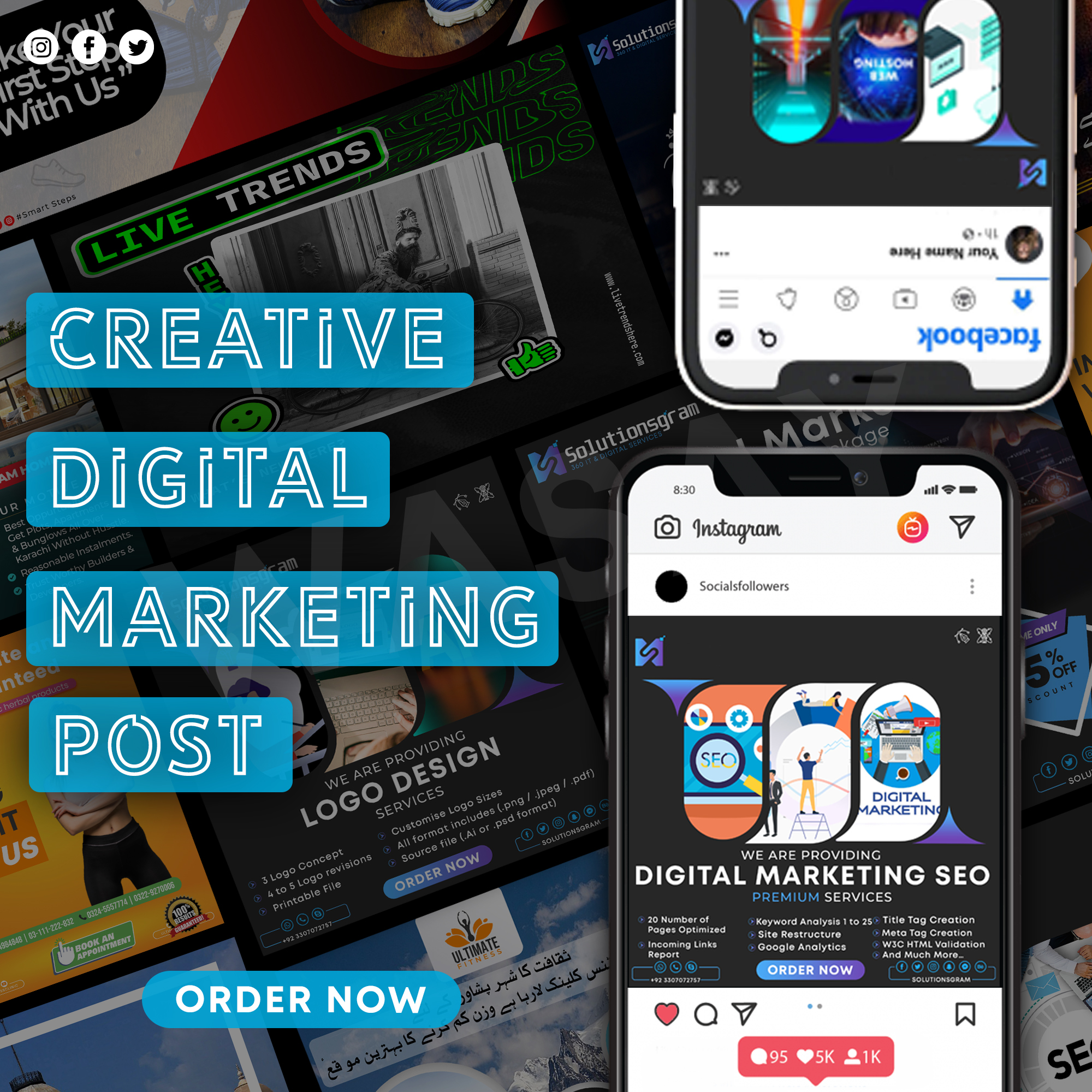 I will design 4 creative digital marketing post in Just 24 hrs